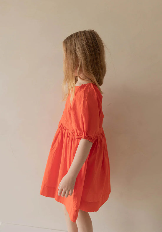 Miann & Co - Keyhole Puff Sleeve Dress (Tomato)