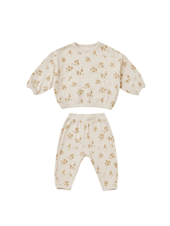 Quincy Mae - Waffle Slouch Set (Honey Flower)