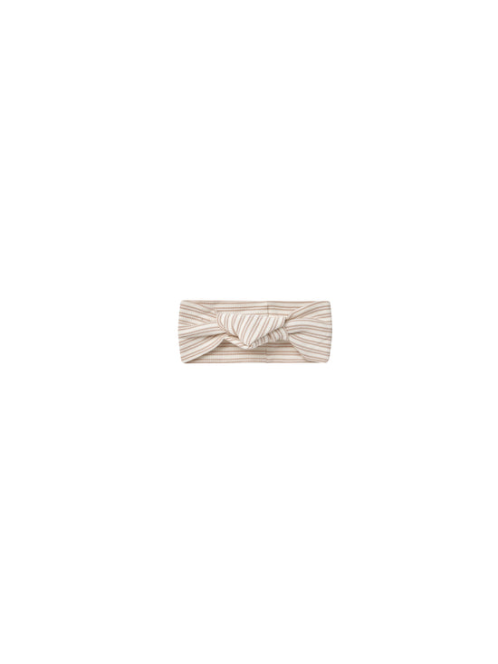 Quincy Mae - Ribbed Knotted Headband (Oat Stripe)