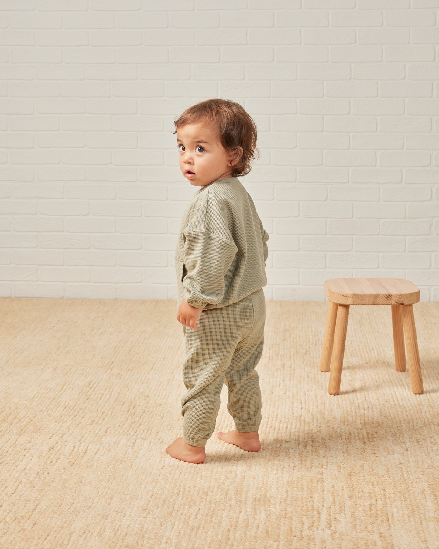 Quincy Mae - Waffle Slouch Set (Sage)