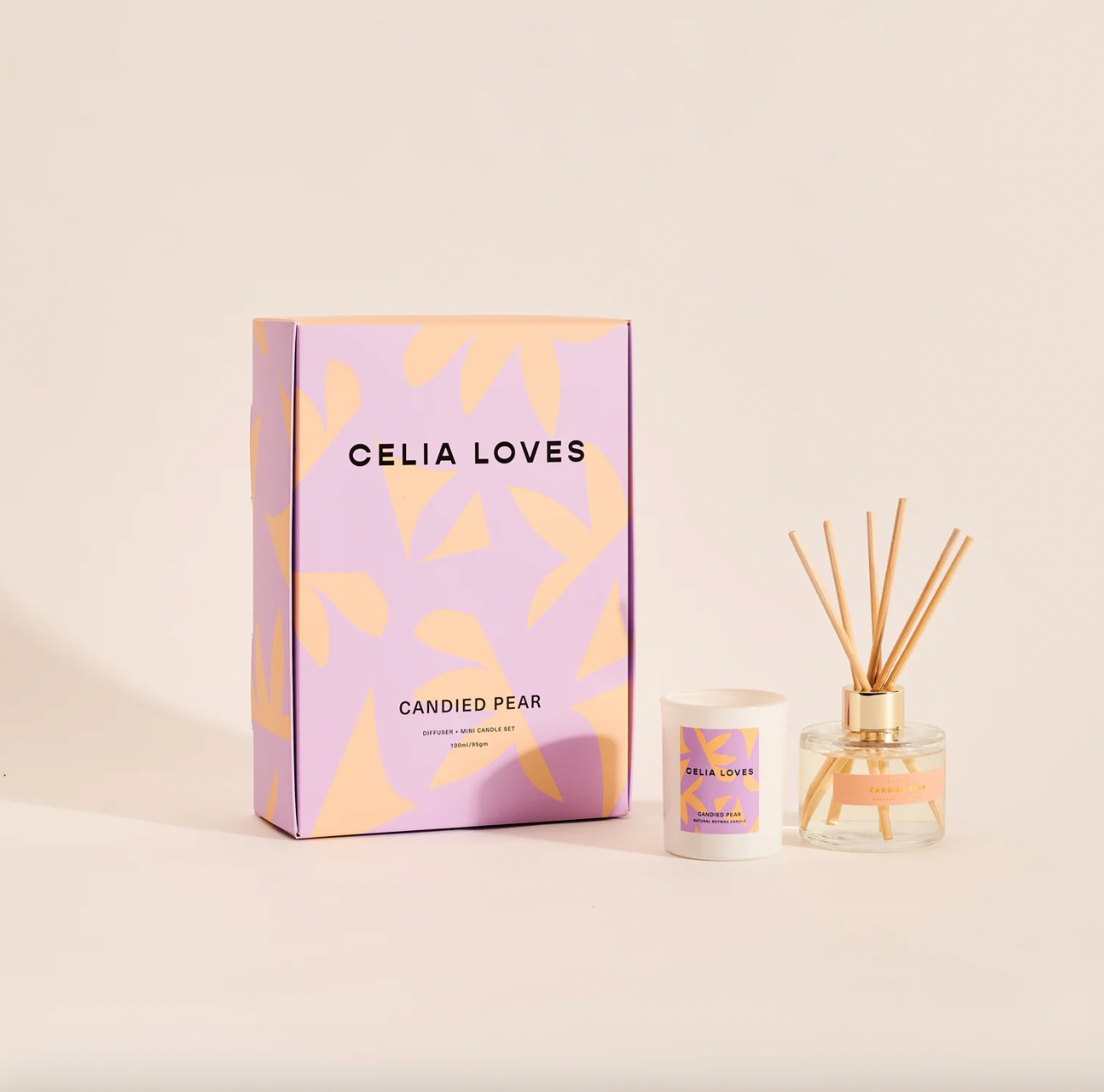 Celia Loves - Diffuser & Mini Soy Candle Duo Set (Candied Pear)