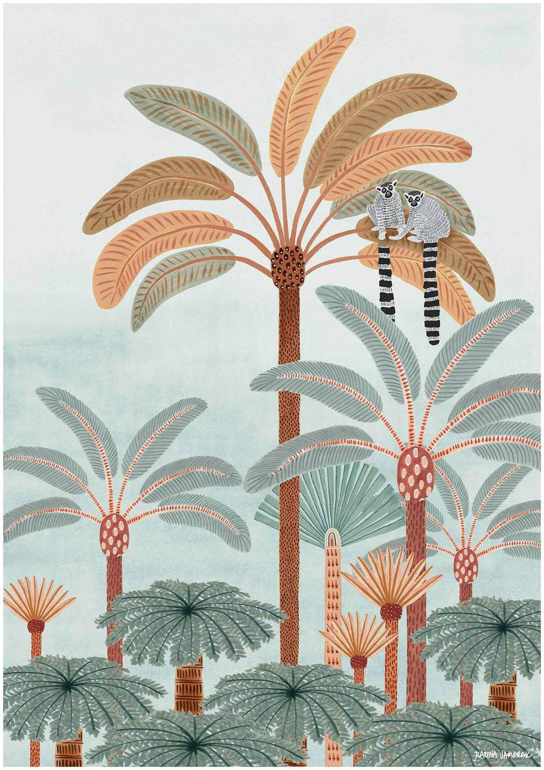 Karina Jambrak - Larry & Lenny Lemurs Fine Art Print (Size Options)