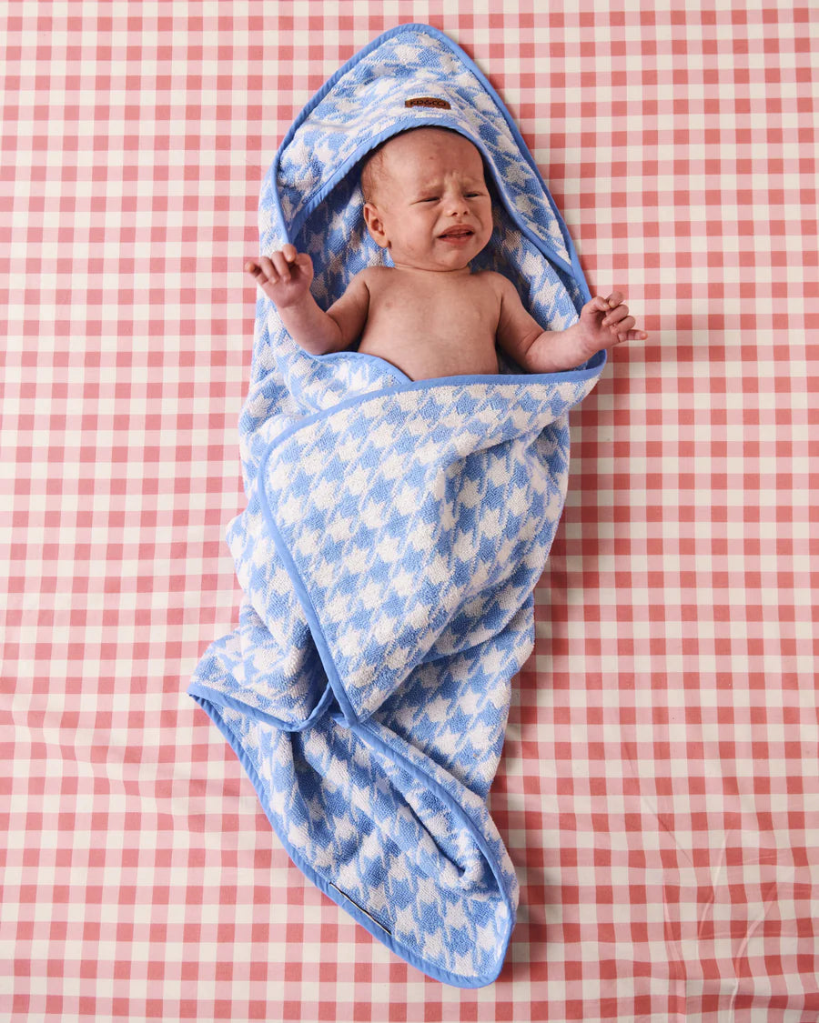 Kip & Co - Terry Baby Towel (Houndstooth Blue)