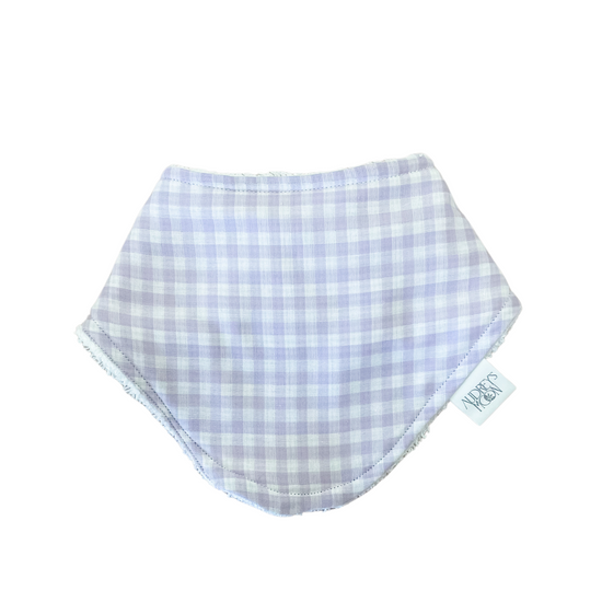 Load image into Gallery viewer, Audrey&amp;#39;s Moon - Cotton Bandana Front Bib (Lilac Gingham)
