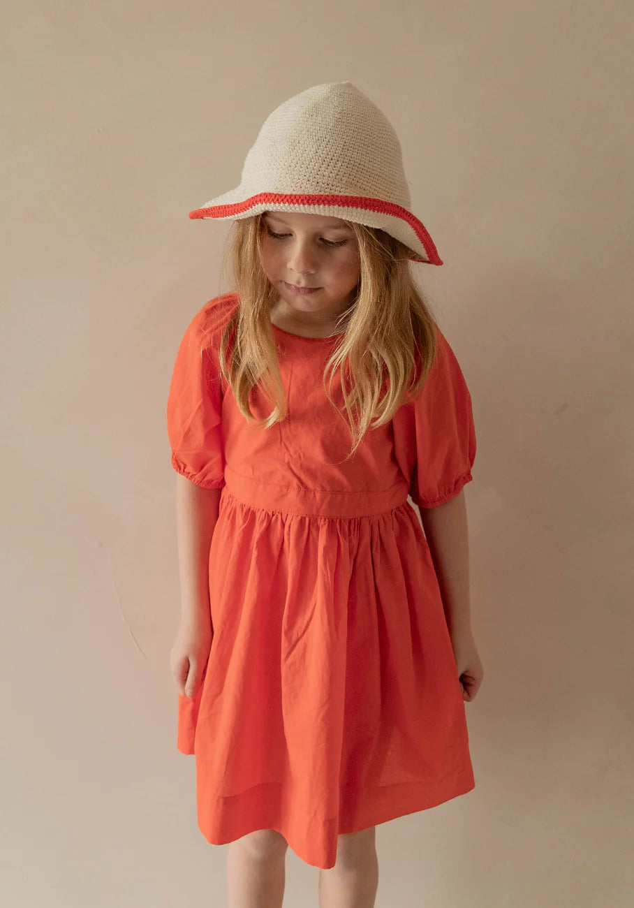 Miann & Co - Keyhole Puff Sleeve Dress (Tomato)