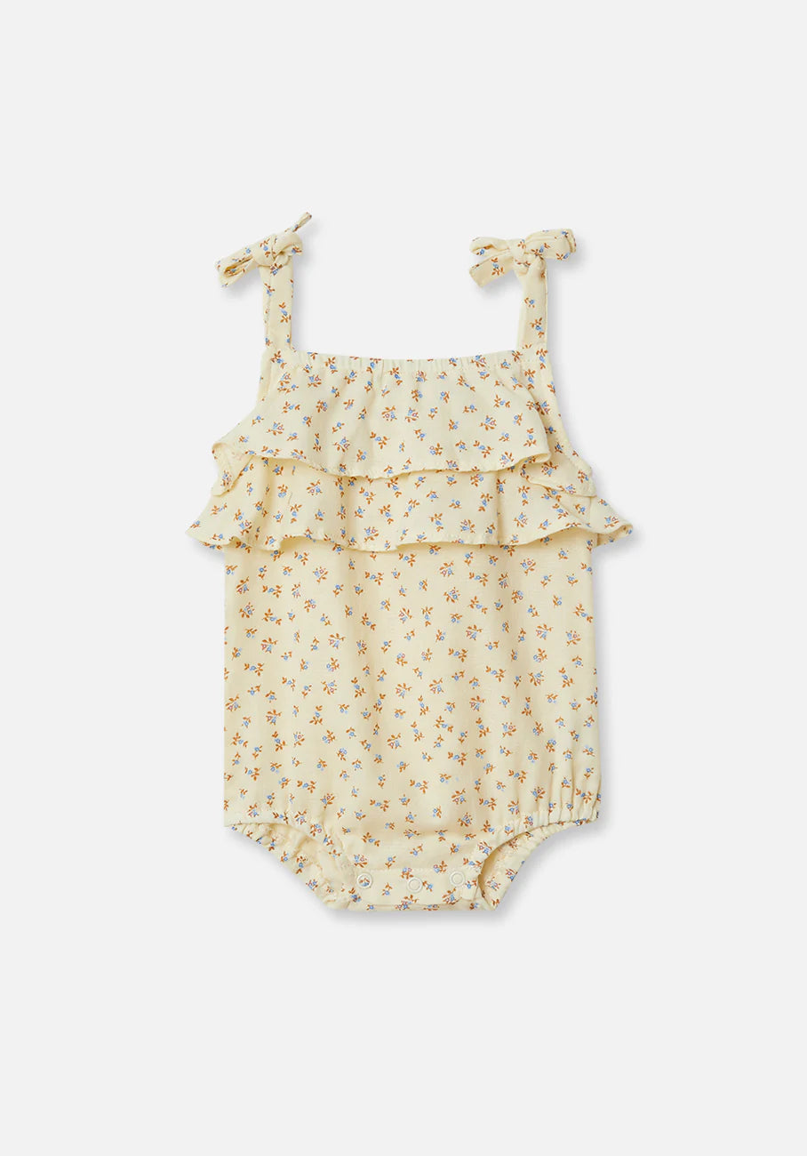 Load image into Gallery viewer, Miann &amp;amp; Co - Tie Shoulder Frill Bodysuit (Springtime Floral)
