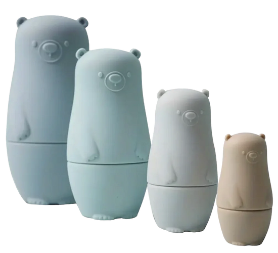 Load image into Gallery viewer, Little Drop - Silicone Bear Family Bundle Nesting Set (Blue)
