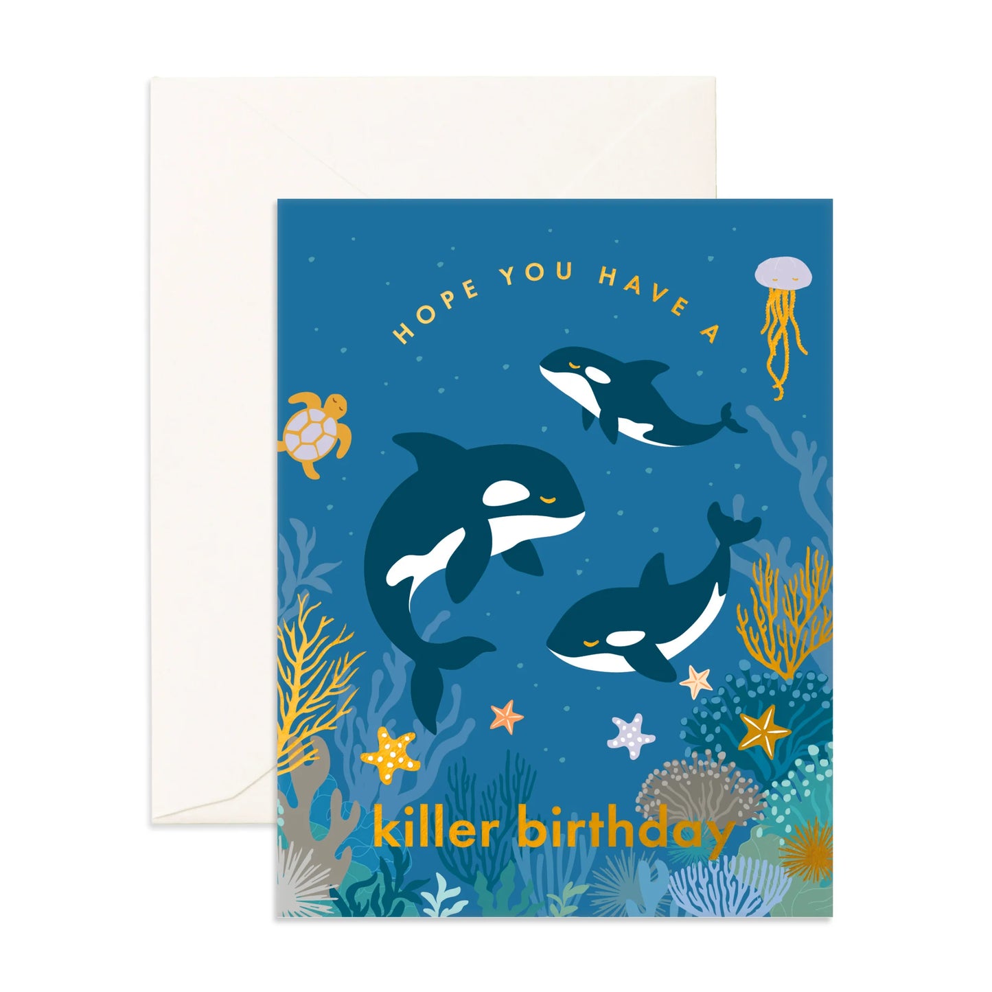 Fox & Fallow - Birthday Killer Whales Greeting Card