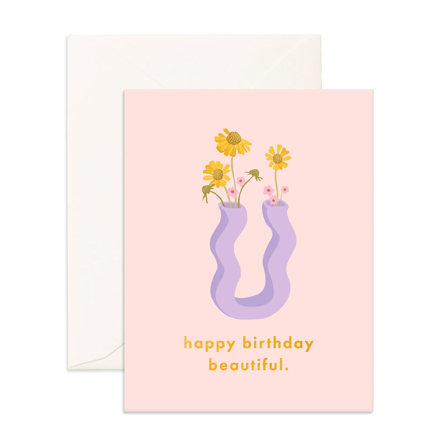 Fox & Fallow - Birthday Beautiful Wiggle Vase Greeting Card