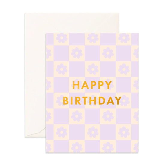 Fox & Fallow - Birthday Lilac Daisy Grid Greeting Card