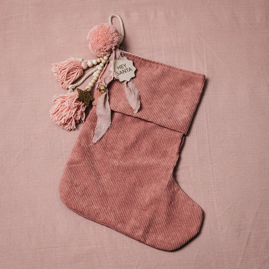 Hello Marla - Corduroy Christmas Stocking (Dusty Rose) – The
