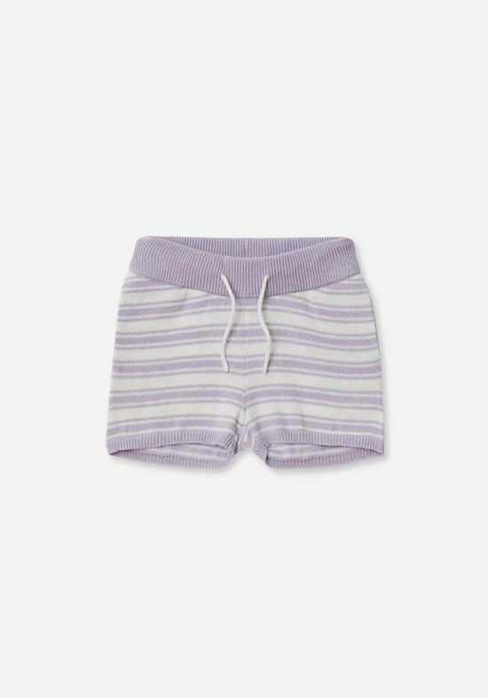 Miann & Co - Knit Shorts (Lavender Stripe)