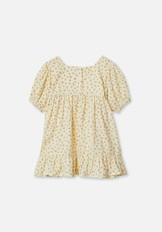 Miann & Co - Square Neck Puff Sleeve Dress (Springtime Floral)