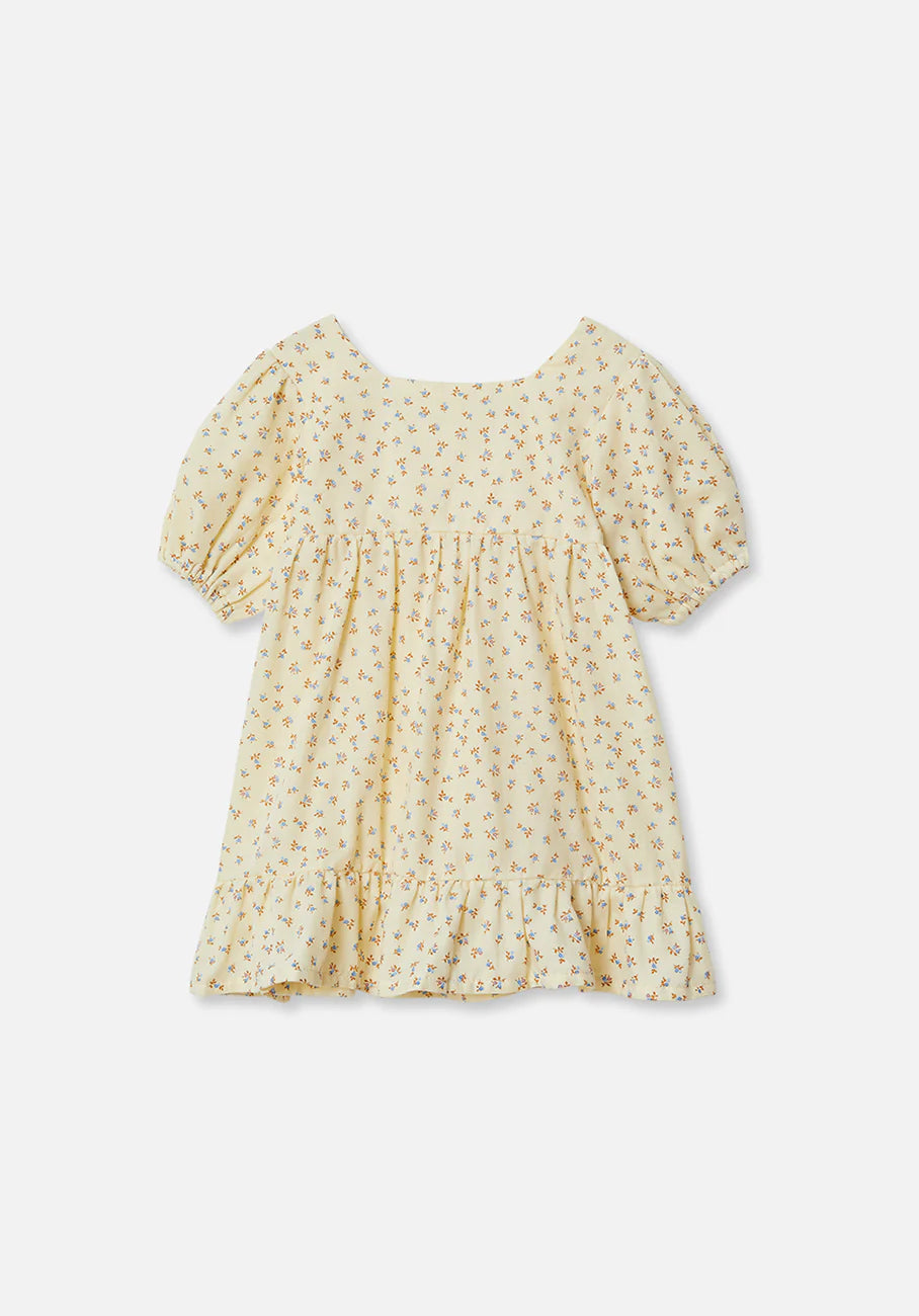 Miann & Co - Square Neck Puff Sleeve Dress (Springtime Floral)