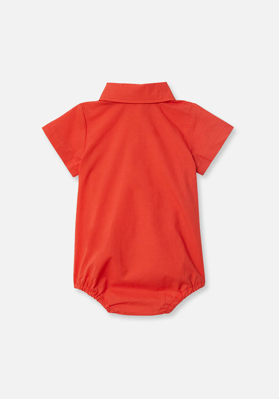 Miann & Co - Short Sleeve Collared Bodysuit (Tomato)