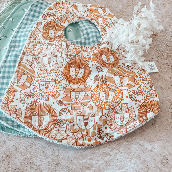 Audrey's Moon - Cotton Angled Front Bib (Sailing Day)