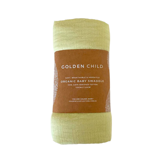 Golden Child - Organic Cotton Gauze Baby Swaddle (Lime)