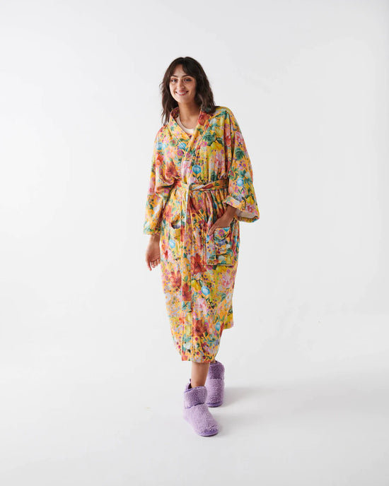 Kip & Co - Abundance Marigold Printed Terry Bath Robe