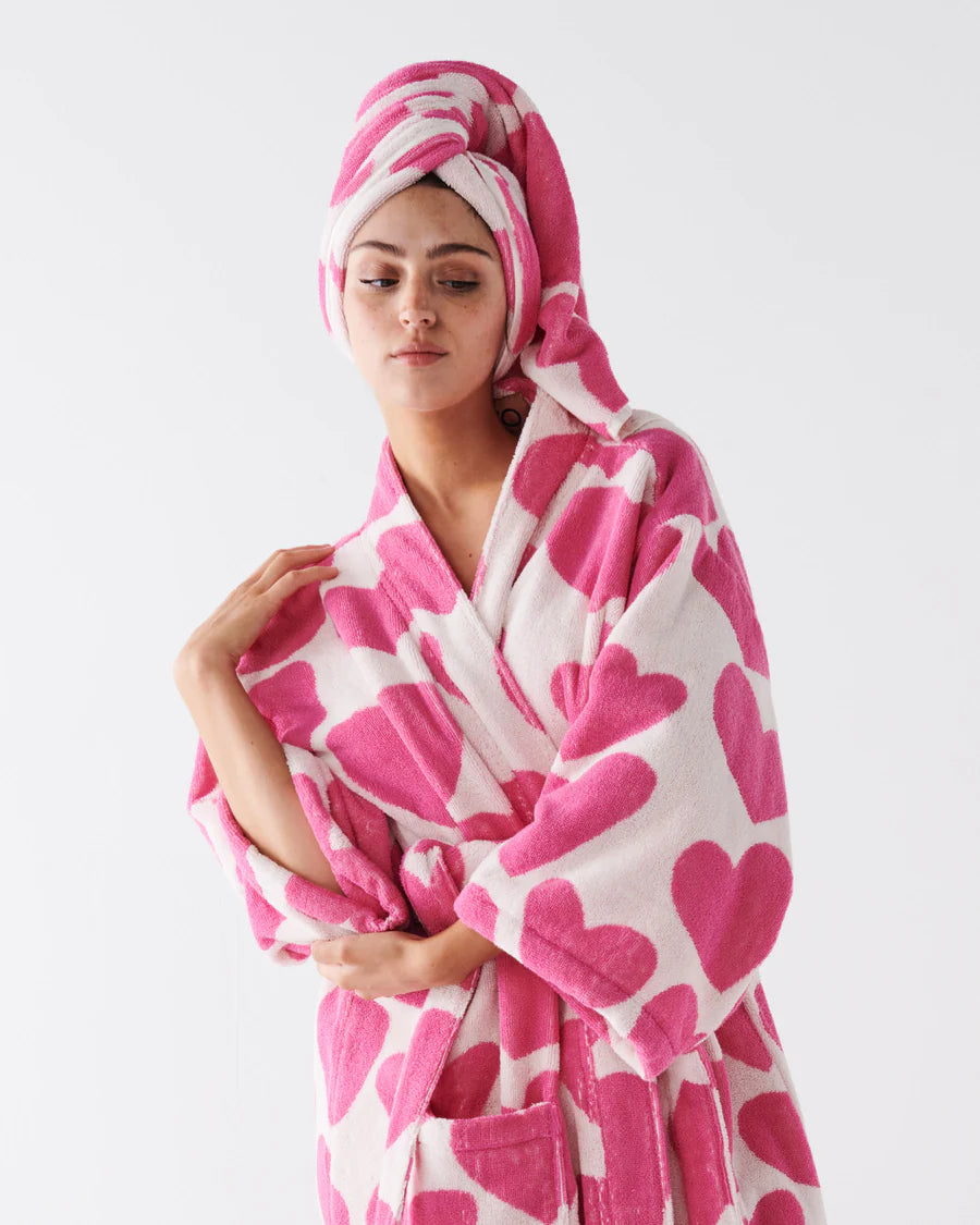 Load image into Gallery viewer, Kip &amp;amp; Co.- Printed Terry Bath Towel (Big Hearted Pink)

