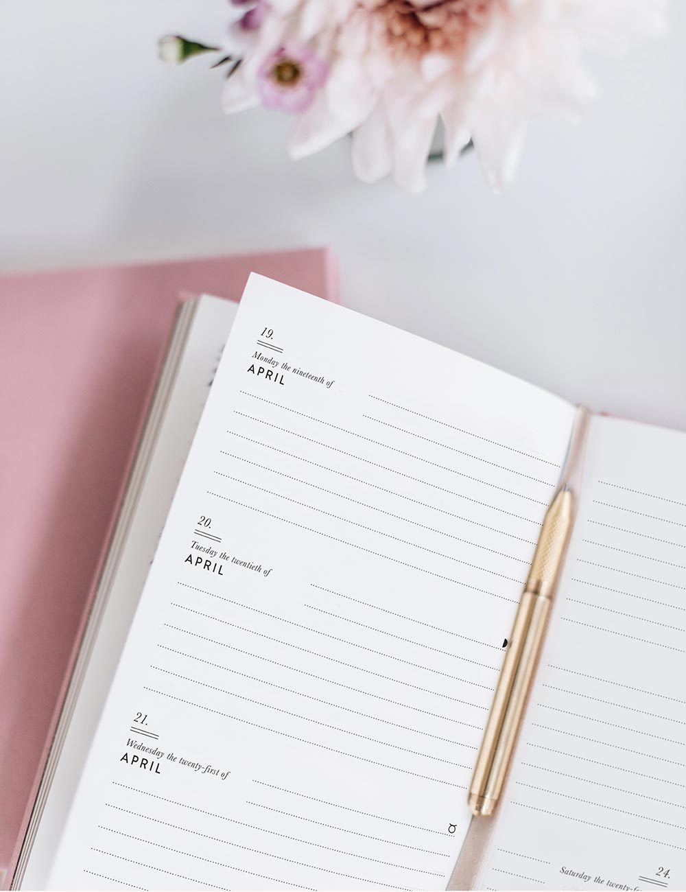 Bespoke Letterpress - 2021 Petite Linen Bound Planner - Blush Pink