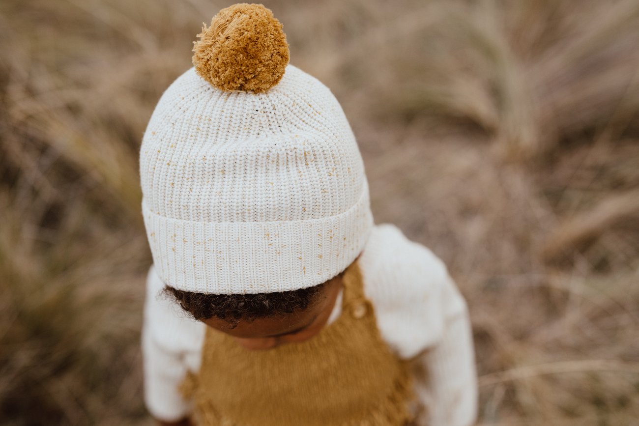 Grown Speckle Ribbed Beanie - Golden Speckle