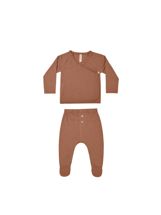 Quincy Mae - Pointelle Wrap Top & Pant Set Clay