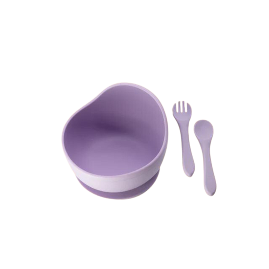 Load image into Gallery viewer, Golden Child - 3 Piece Silicone Feeding Set (Lilac)
