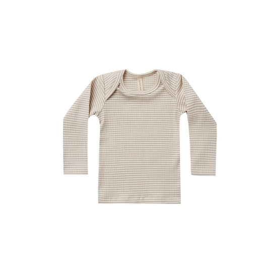 Quincy Mae Ribbed L/S Lap Tee - Ash Stripe