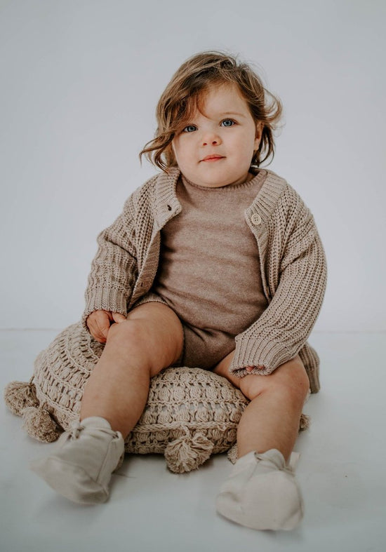 Miann & Co Long Sleeve Knit Baby Suit - Taupe