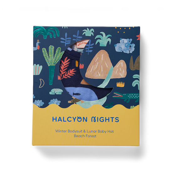 Halcyon Nights - Beach Forest Gift Pack - Long Sleeve Bodysuit & Baby Hat