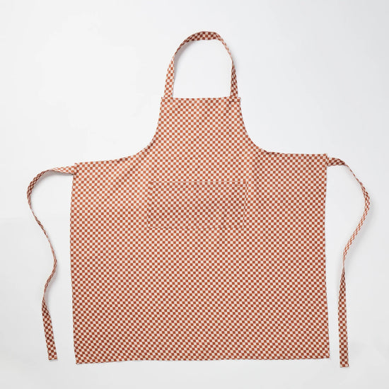 Load image into Gallery viewer, Bonnie &amp;amp; Neil - Linen Apron (Tiny Checkers Rust)

