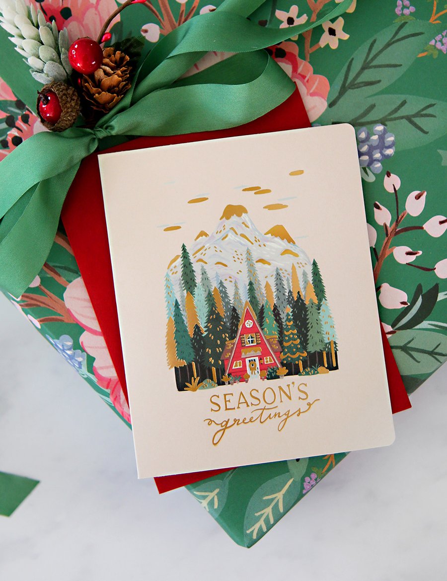 Load image into Gallery viewer, Bespoke Letterpress - Swiss Alps &amp;quot;Seasons Greetings&amp;quot;
