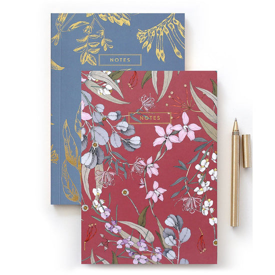Bespoke Letterpress- 2 Pack Notebooks- Bush Blossom