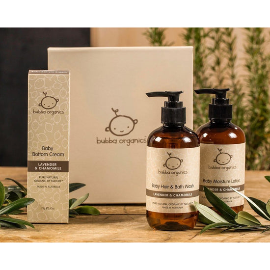 Load image into Gallery viewer, Bubba Organics - Lavender &amp;amp; Chamomile Baby Essentials Gift Box
