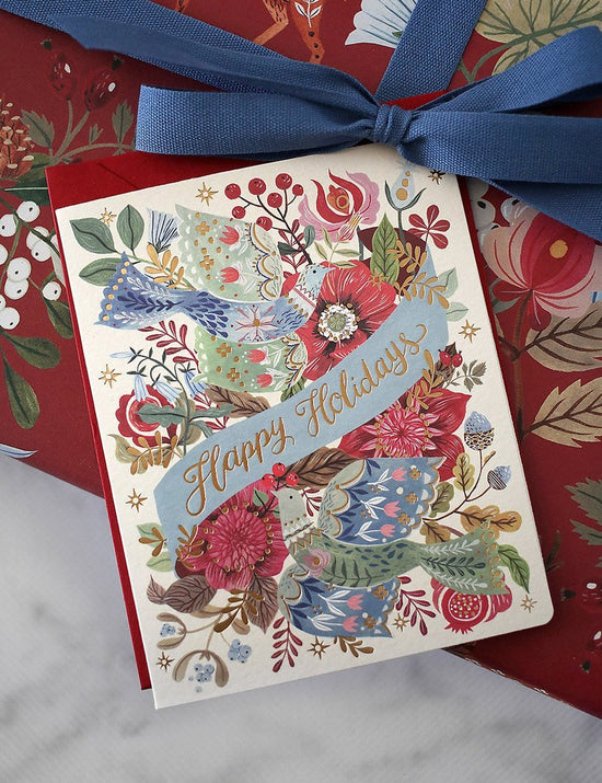 Bespoke Letterpress - Folk "Happy Holidays" Card