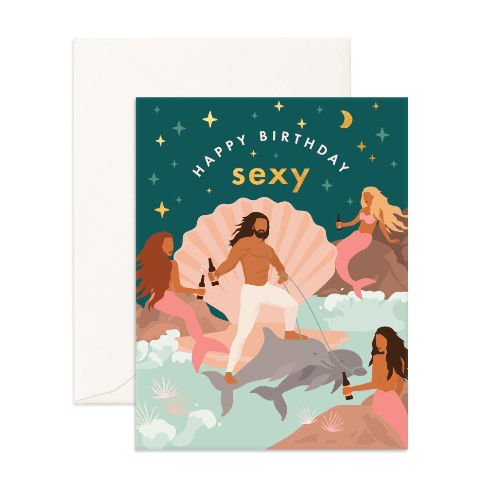 Fox & Fallow - Birthday Sexy Poseidon Greeting Card