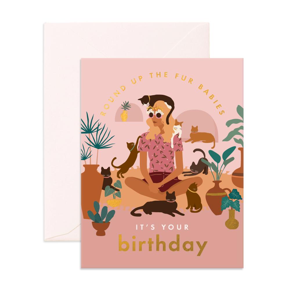Fox & Fallow - Birthday Cat Lady Greeting Card