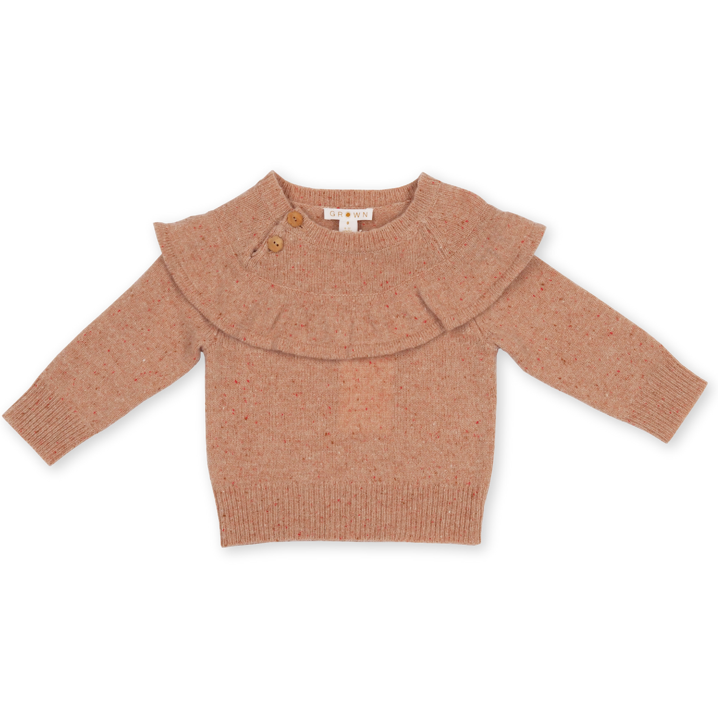 Grown Speckled Merino Frill Pull Over - Coral