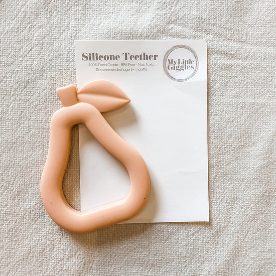 Load image into Gallery viewer, My Little Giggles - Silicone Pear Teether (Peach)
