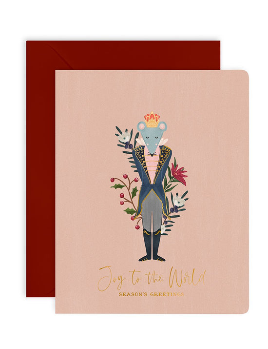 Bespoke Letterpress - Joy to the World Mouse Greeting Card