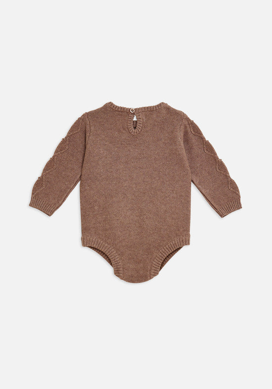 Miann & Co - Cable Knit Long Sleeve Bodysuit  (Taupe)