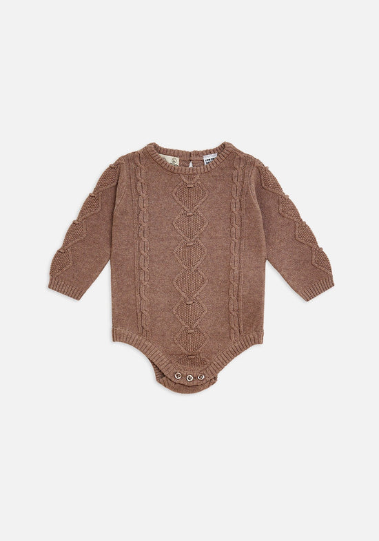 Miann & Co - Cable Knit Long Sleeve Bodysuit  (Taupe)