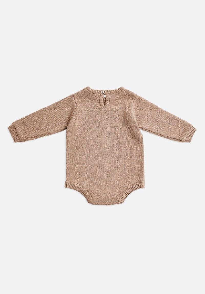Miann & Co Long Sleeve Knit Baby Suit - Taupe