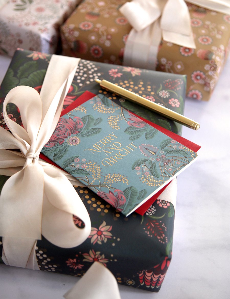 Bespoke Letterpress - Merry + Bright  Christmas Card
