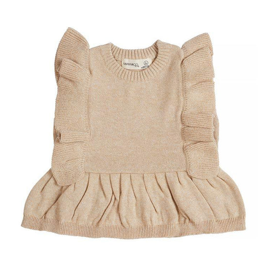 Miann & Co- Natural Frill Knit Top