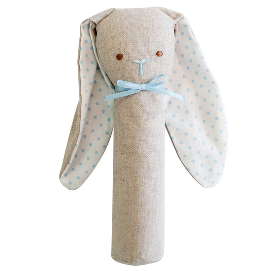 Load image into Gallery viewer, Alimrose Bunny Rattle &amp;amp; Squeaker (Linen Blue)
