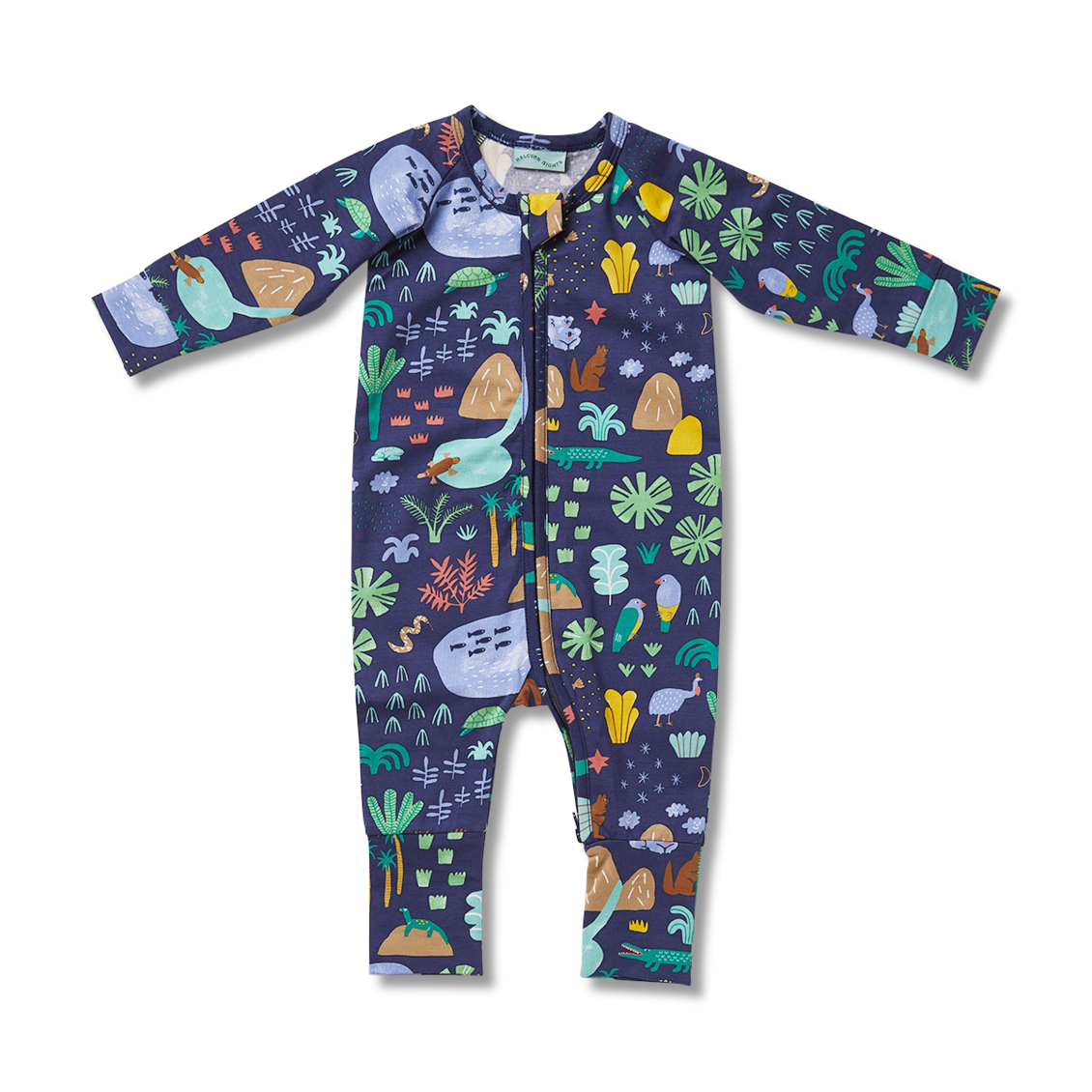Load image into Gallery viewer, Halcyon Nights- Beach Forest Long Sleeve Zip Suit
