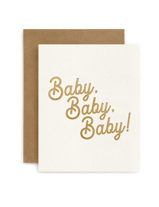 Load image into Gallery viewer, Bespoke Letterpress - Petite Card - Baby Baby Baby!
