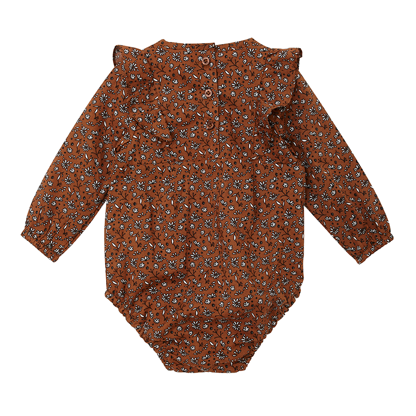 Rust Floral Long Sleeve Body Suit