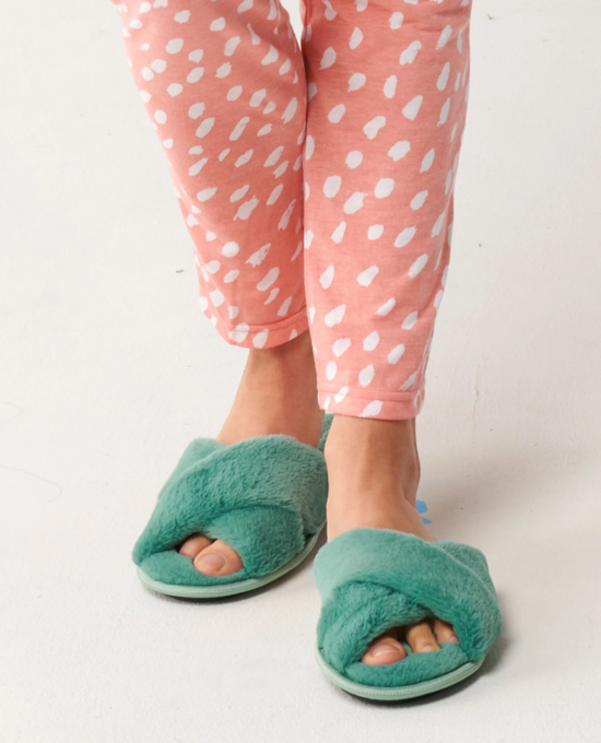 Load image into Gallery viewer, Kip &amp;amp; Co - Jade Green Adult Slippers
